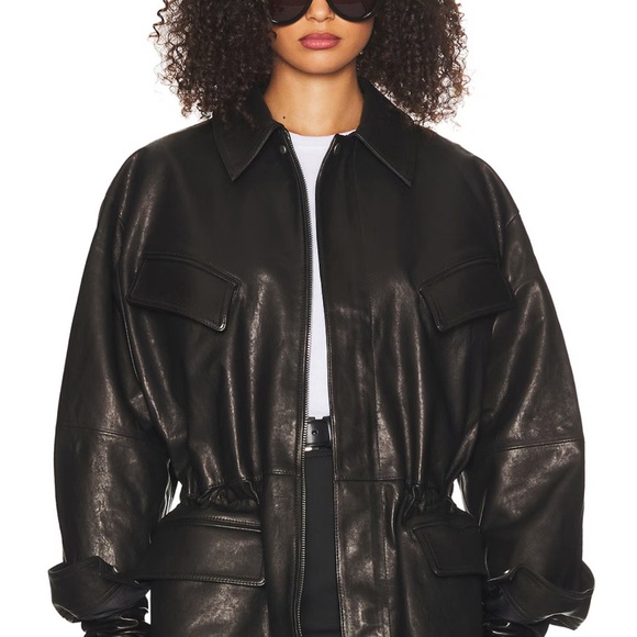 Helsa Jackets & Blazers - The Peplum Leather Moto Jacket in Black